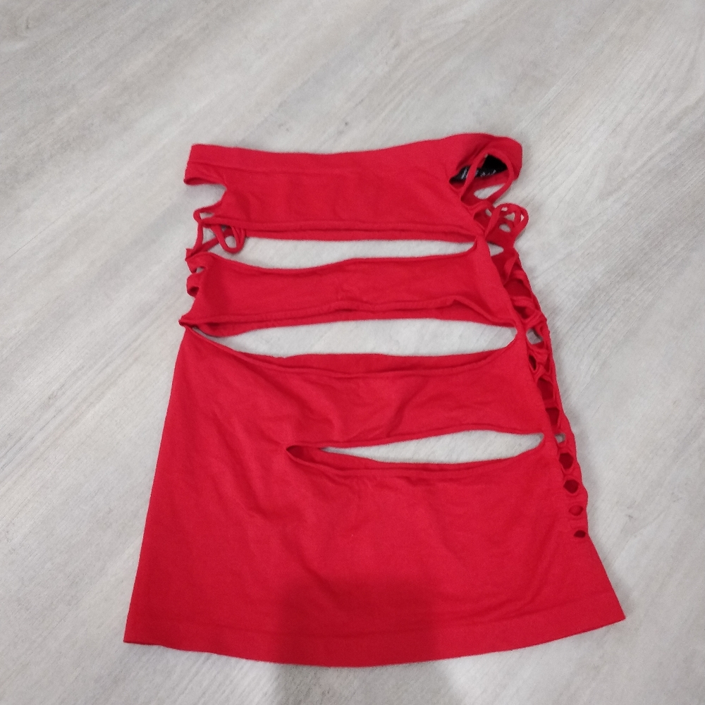 Cutouts skirt red stretchy